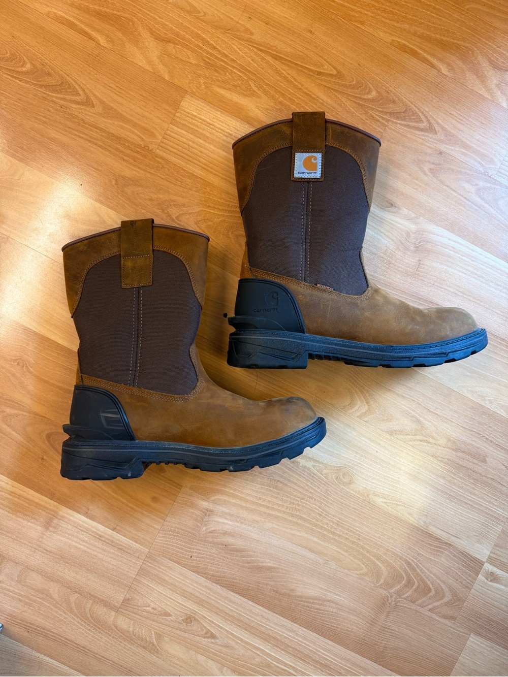 Carhartt Brown and Black Work Pull-On Boots